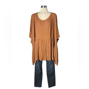 SAGA Italian Oversized Women's Brown Tunic 109% Cotton Top Size 3X